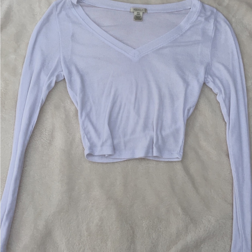 BOZZOLO WHITE VNECK LONGSLEEVE